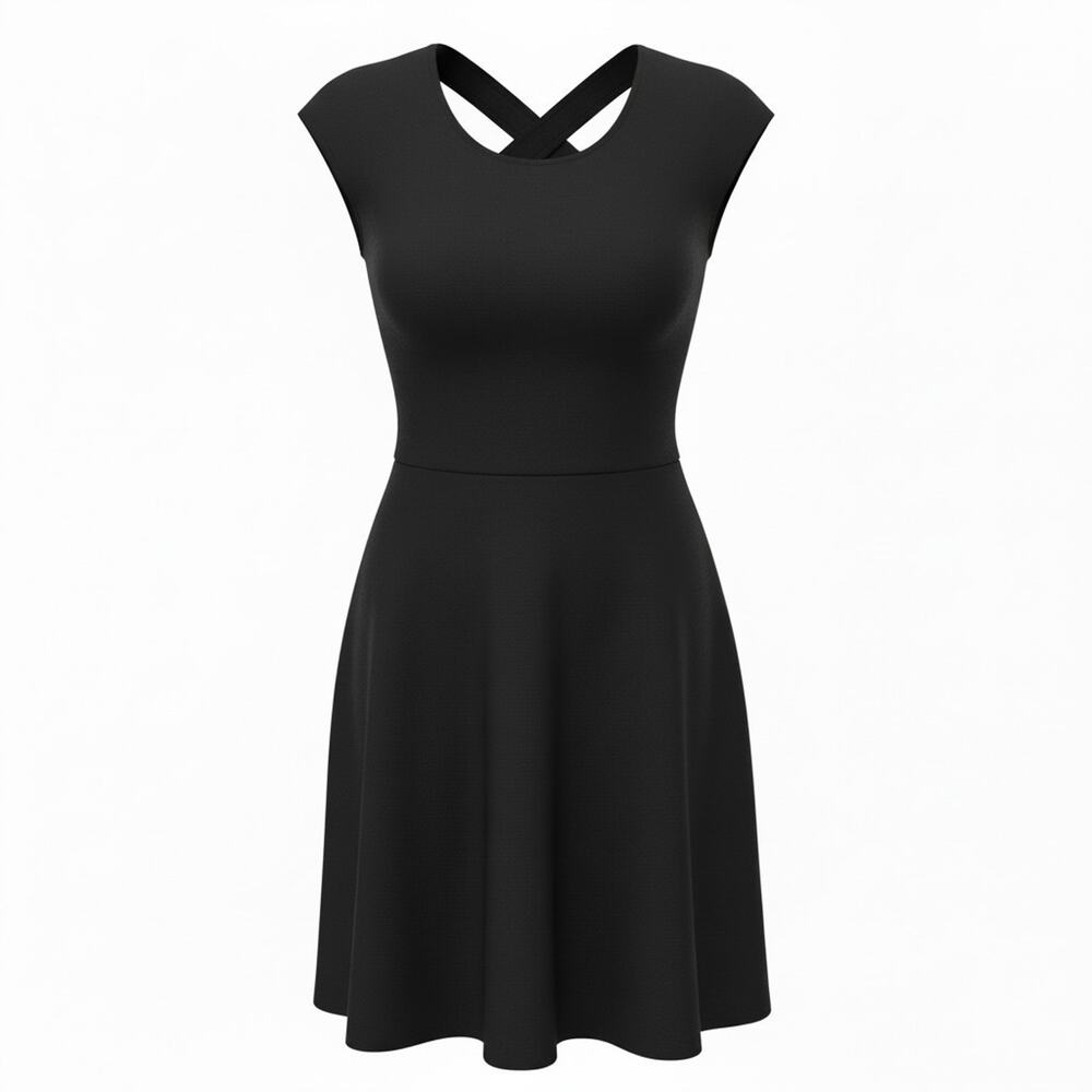 New York & Company Black A-Line Sleeveless Dress Criss-Cross Back Cotton| XL NWT